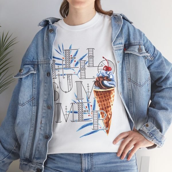 Hello Summer Unisex Heavy Cotton Tee - Image 10