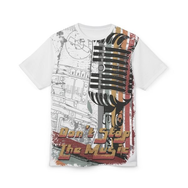 Don't Stop The Music Retro Microphone Unisex Tee - Image 2