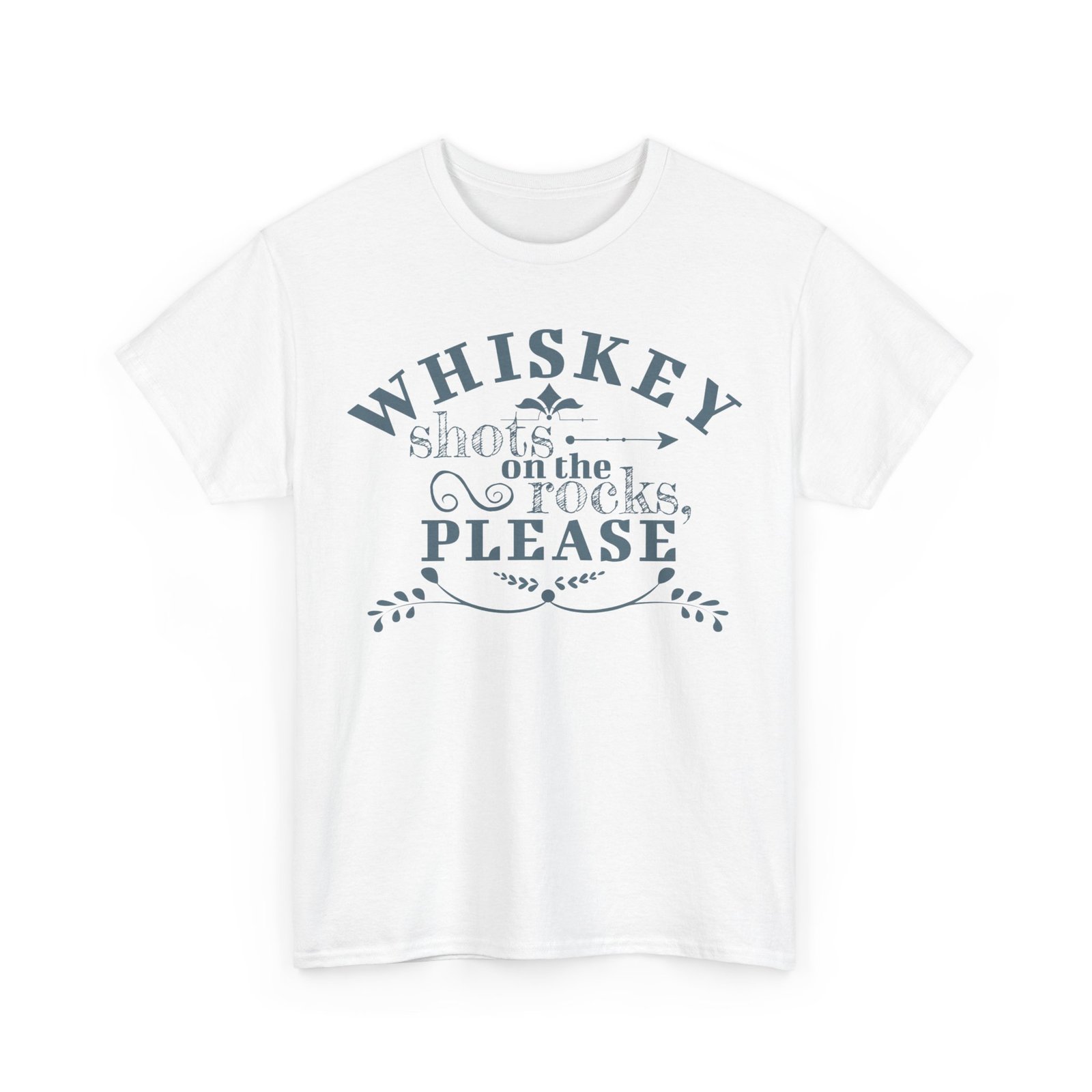 Whiskey Shots On The Rocks Please Unisex Heavy Cotton Tee - Image 3