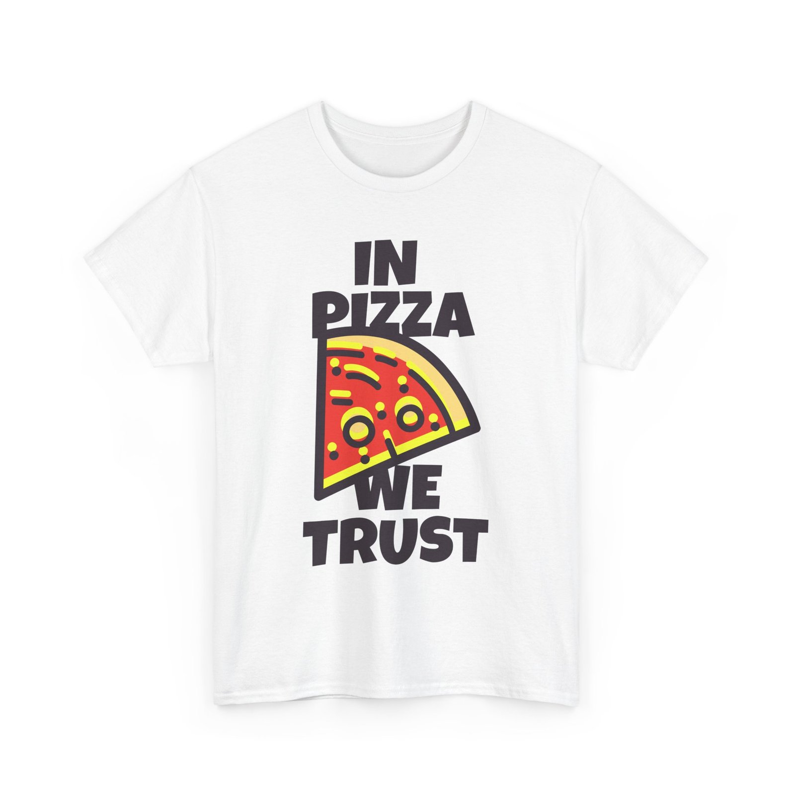 In Pizza We Trust Funny Pun Unisex Heavy Cotton Tee - Image 3